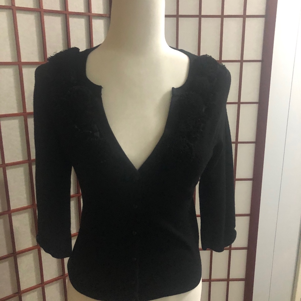 WHBM - VNeck -  Black detailed Cardigan
